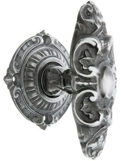 Queensway Cabinet Knob With Queensway Back Plate in Antique Pewter.